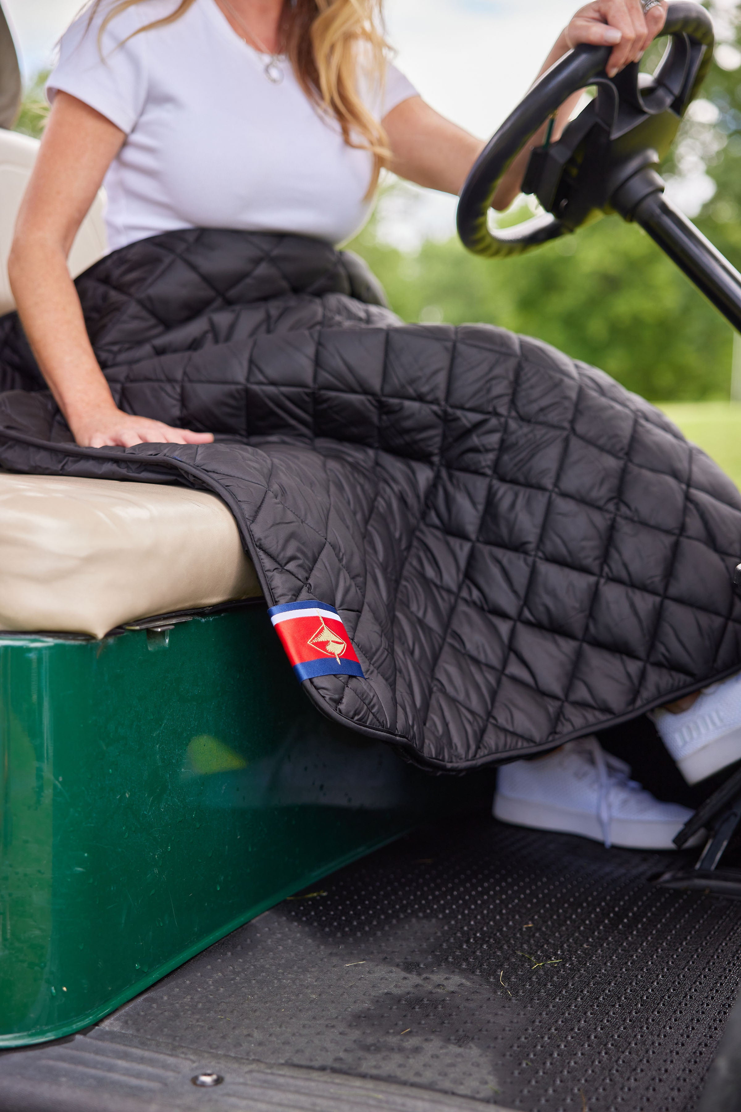 Football on Black Puffer Blanket