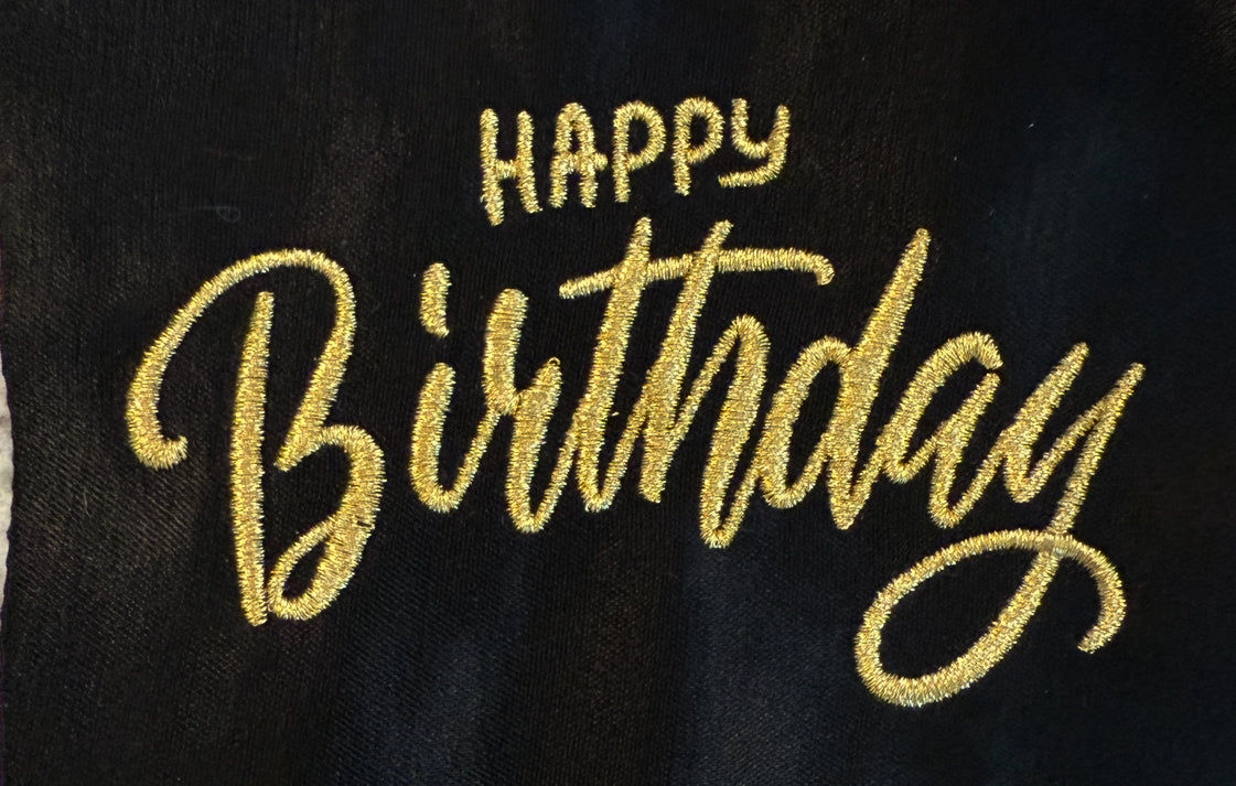 Happy Birthday Embroidered on Blanket