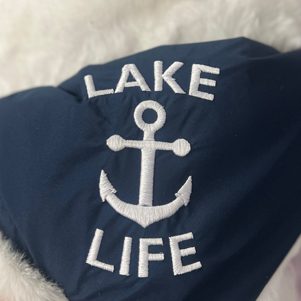 Lake Life on White Outdoor Lap Blanket