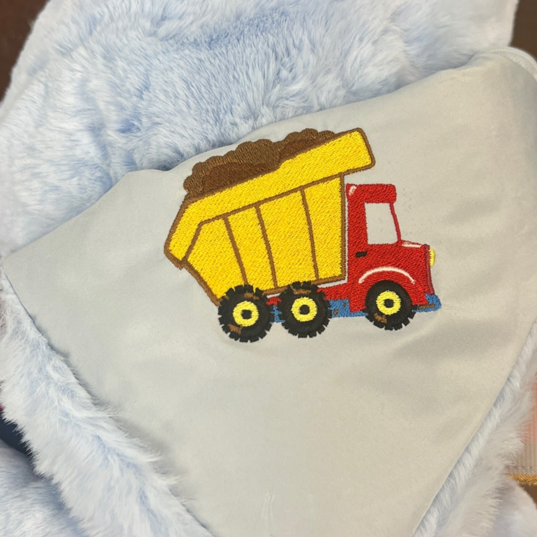 Dump Truck on Blue Baby Blanket Pretty Rugged Gear