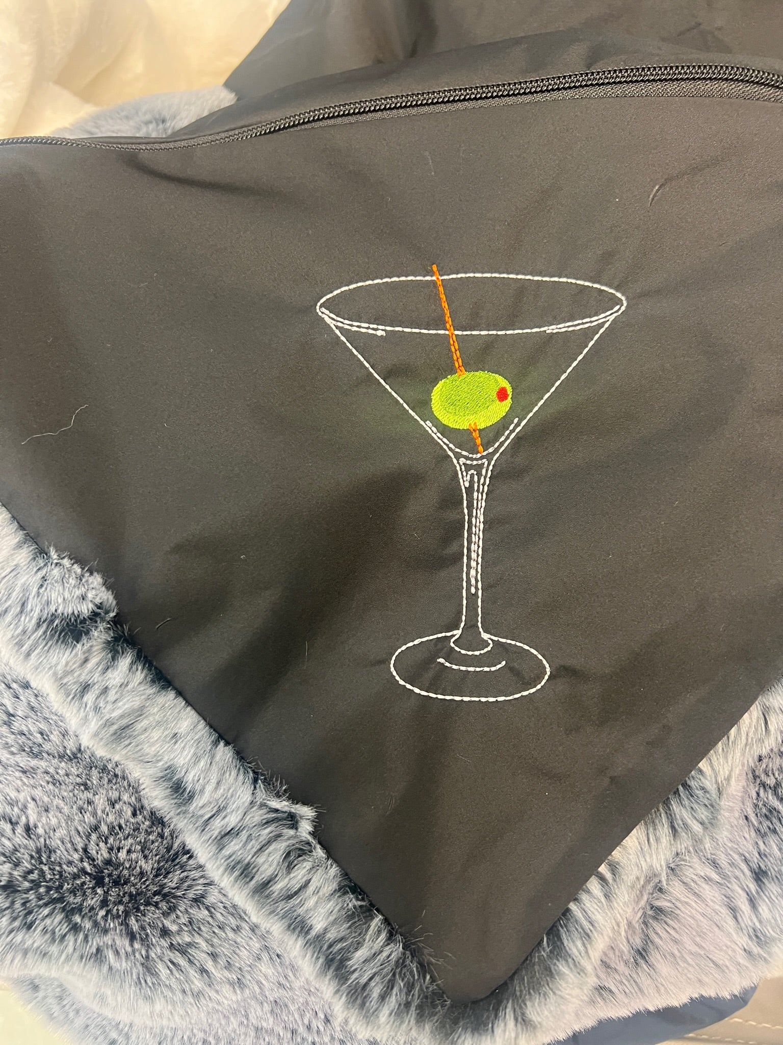 Martini Glass on Silver Large Outdoor Blanket