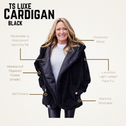 windproof waterproof cardigan faux fur black oversized hood
