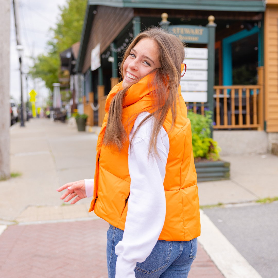 Orange Waterproof Pretty Puffer Vest – Pretty Rugged Gear