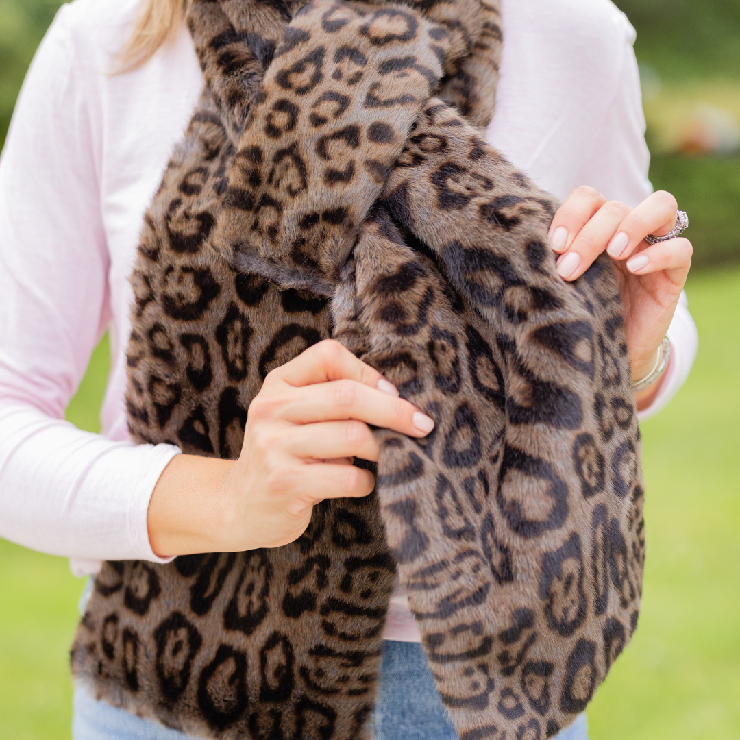 Leopard print deals faux fur scarf
