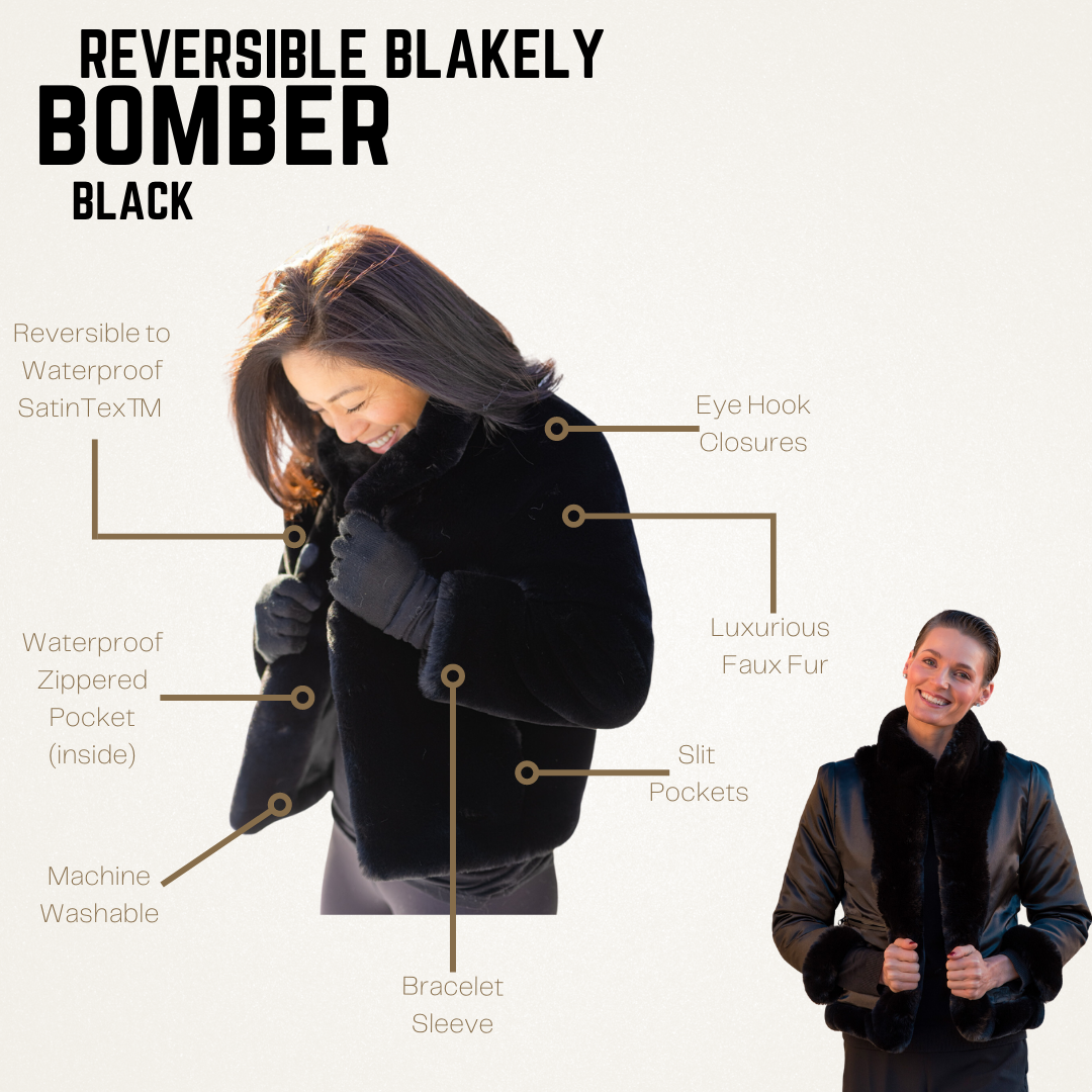Black Faux Fur Reversible Bomber Jacket