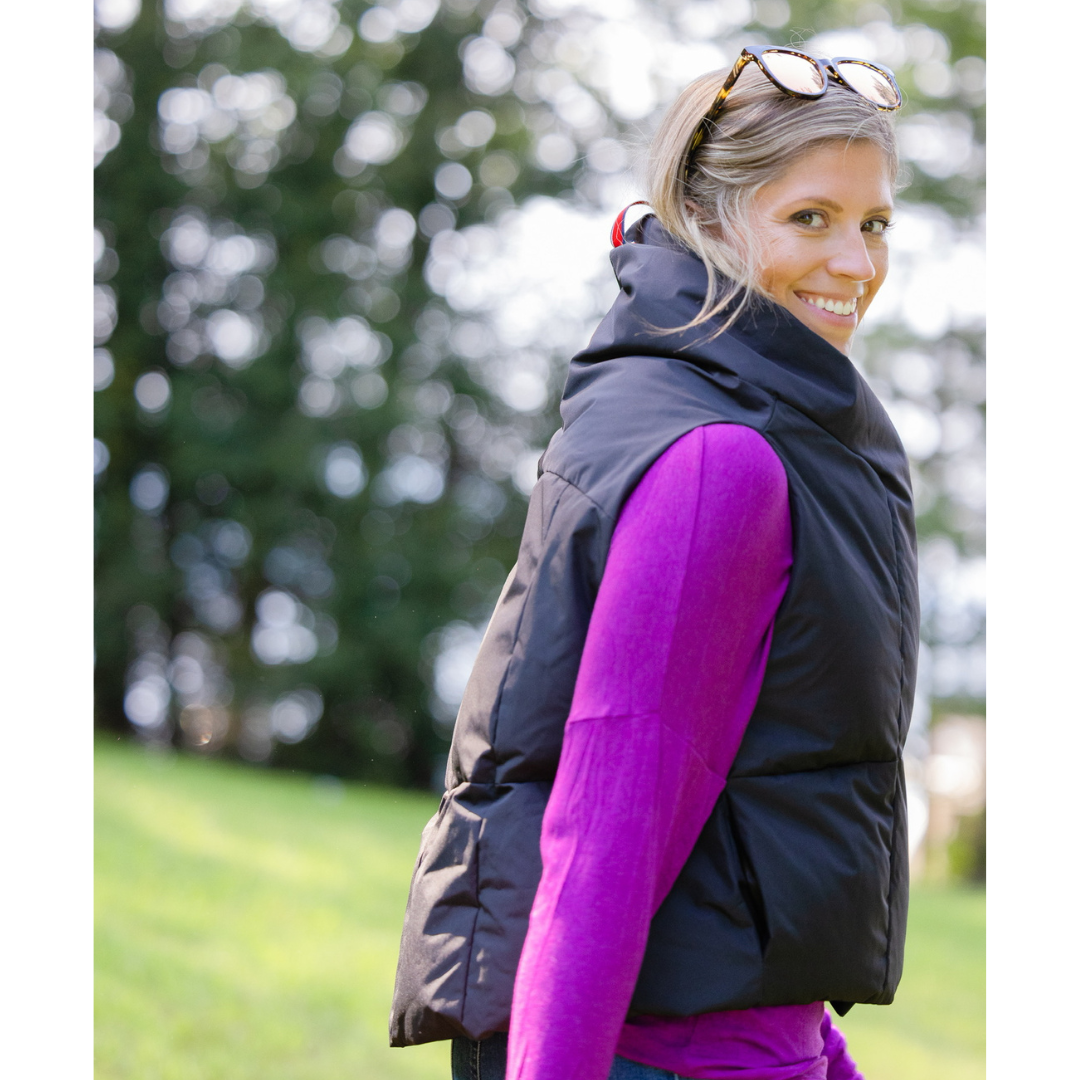 Black Waterproof Pretty Puffer Vest | Pretty Rugged