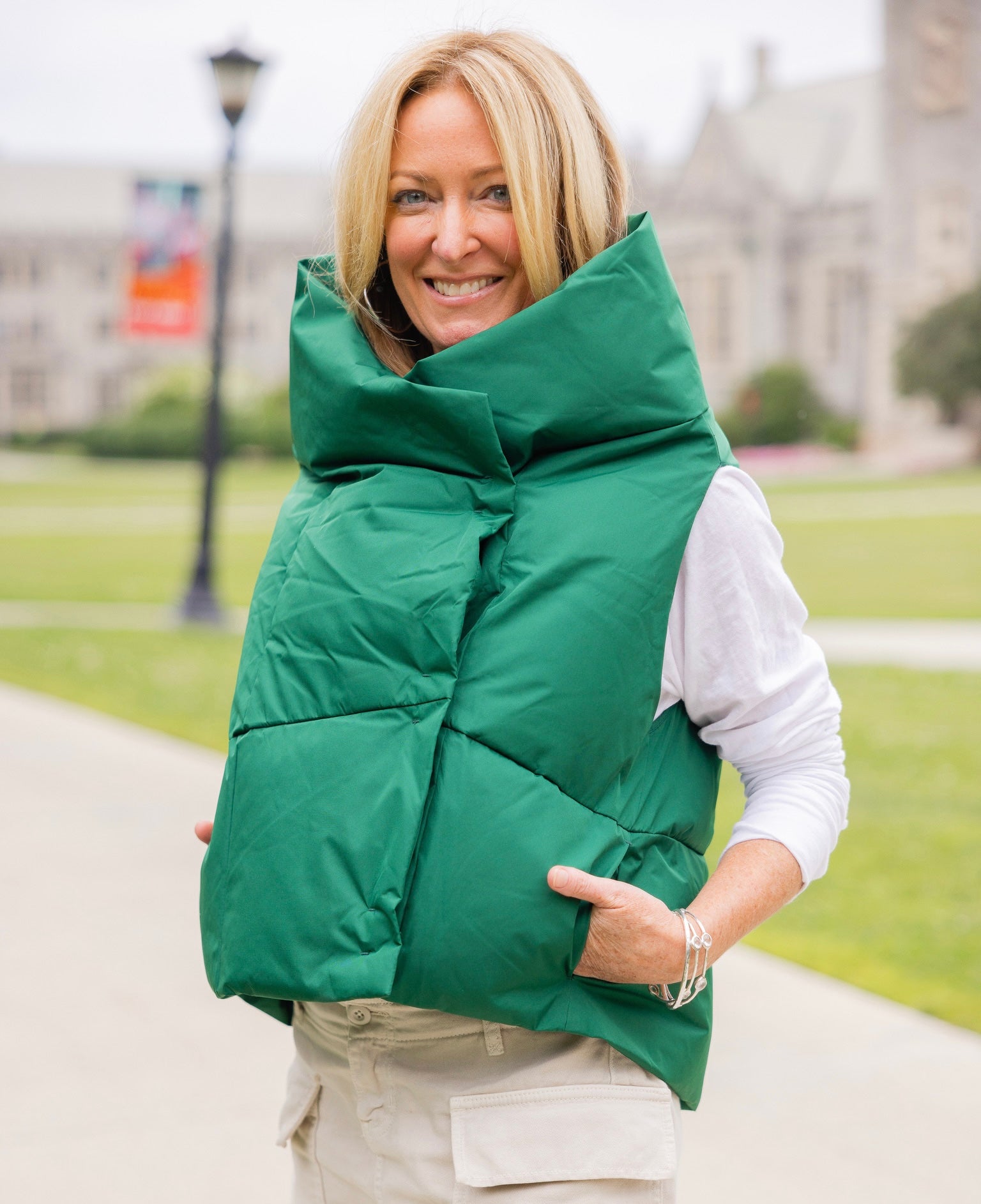 Green Waterproof Pretty Puffer Vest