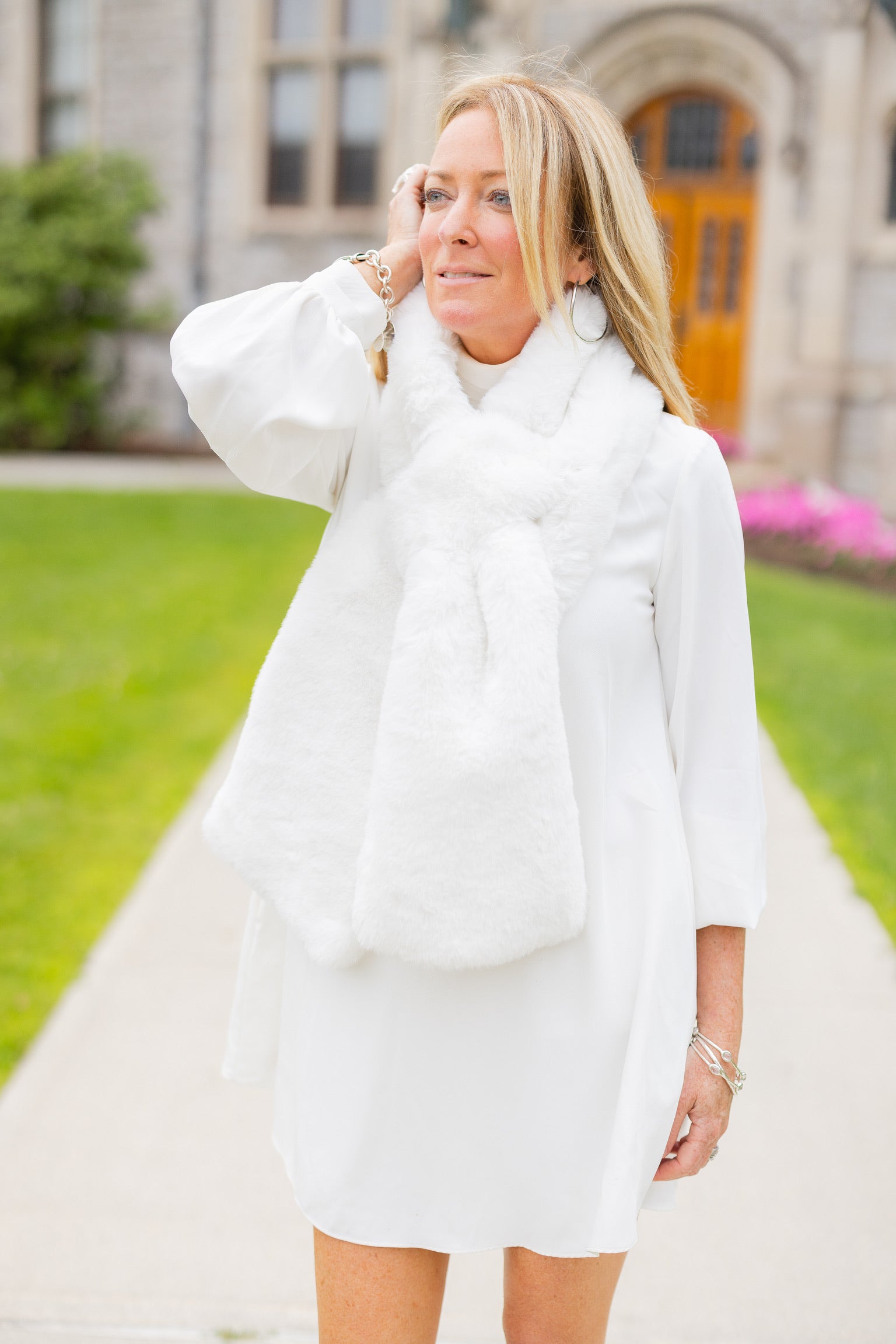 White Faux Fur Scarf