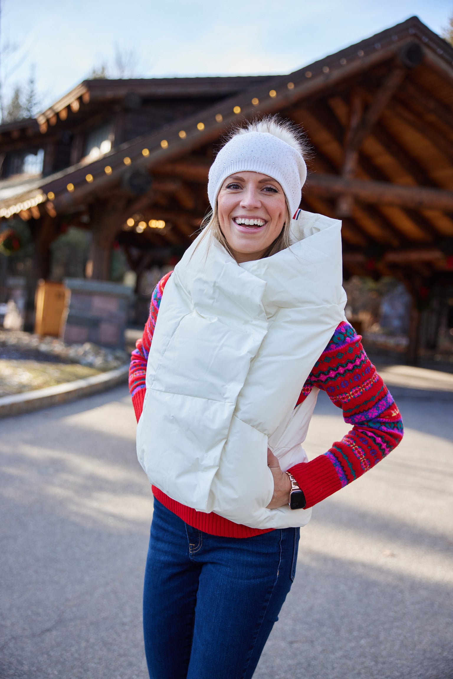 Winter White Waterproof Pretty Puffer Vest