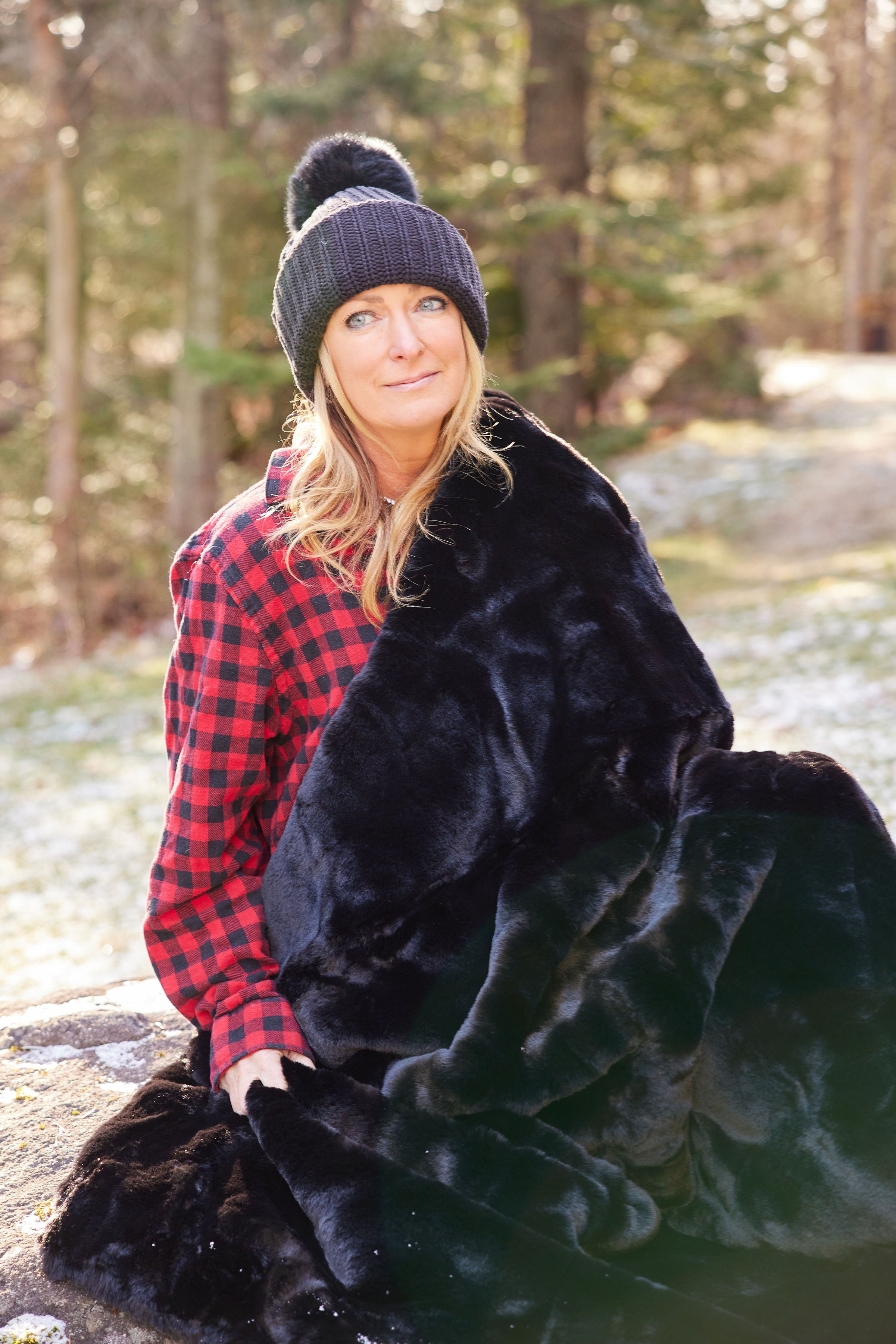 Black Faux Fur Original Blanket