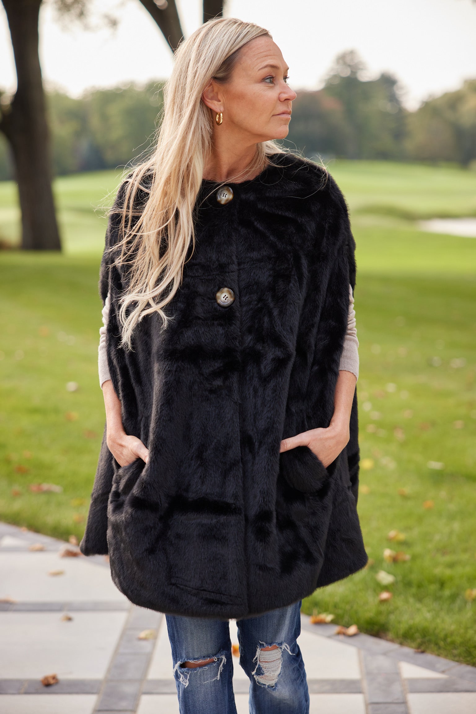 TS Luxe Black Poncho