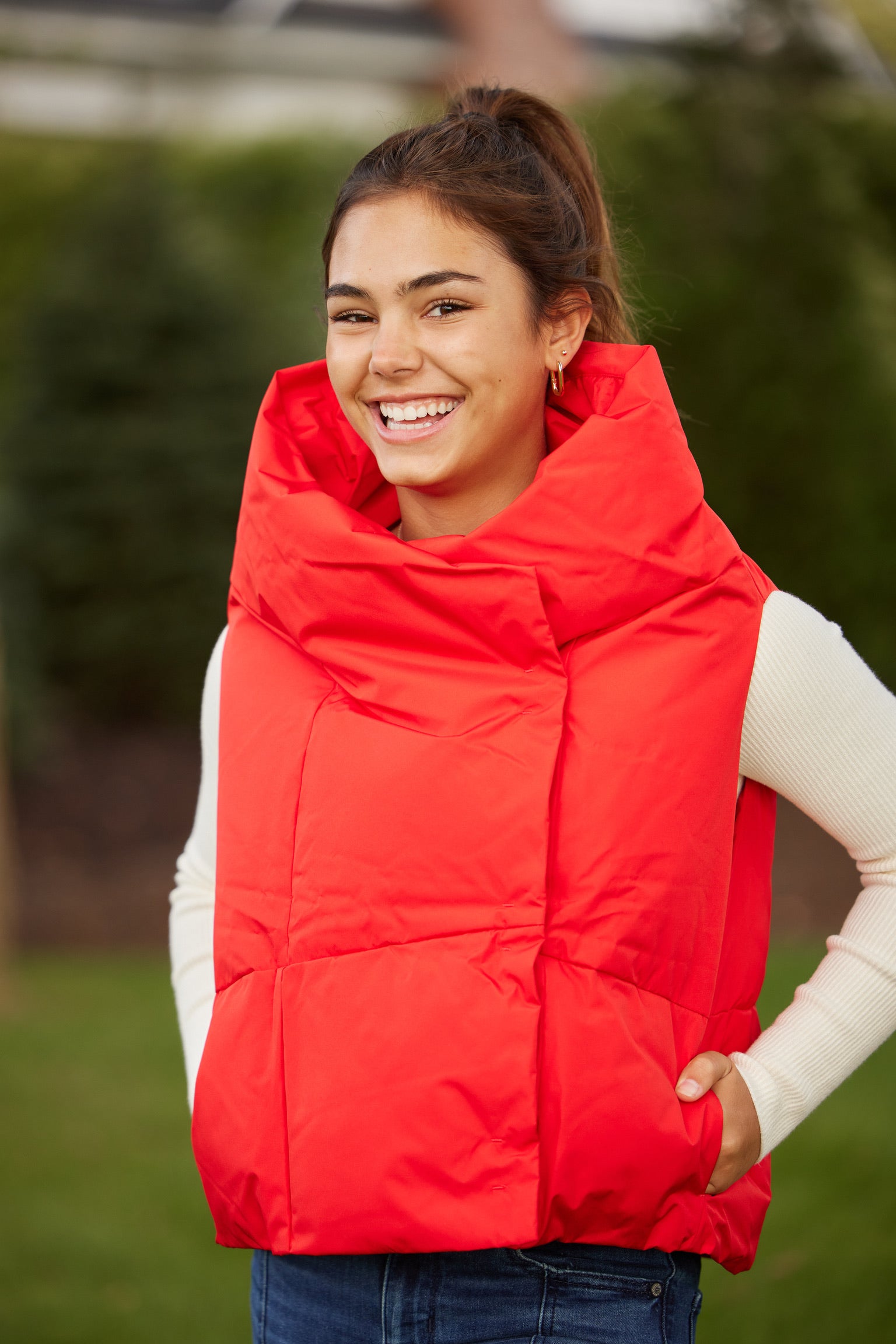 Red Waterproof Pretty Puffer Vest