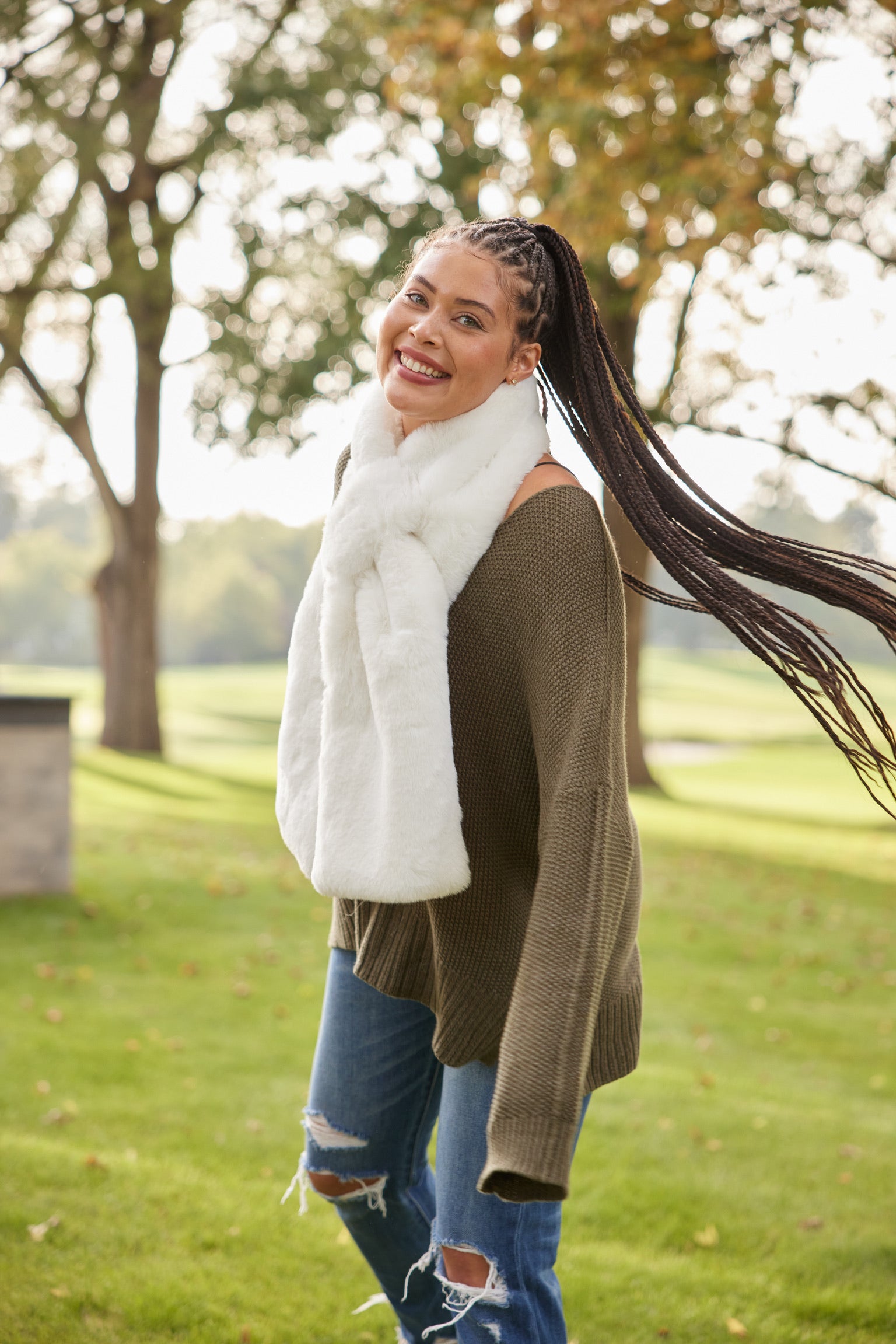 White Faux Fur Scarf