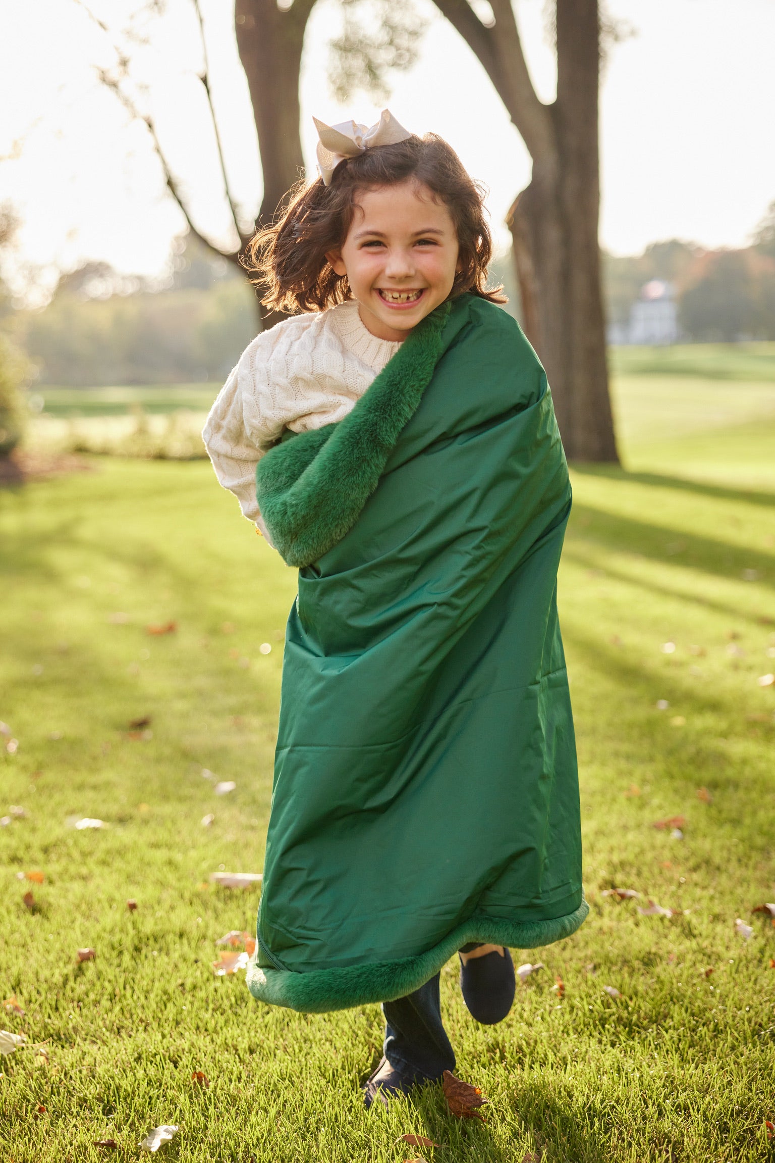 Green Faux Fur Long Lap Blanket