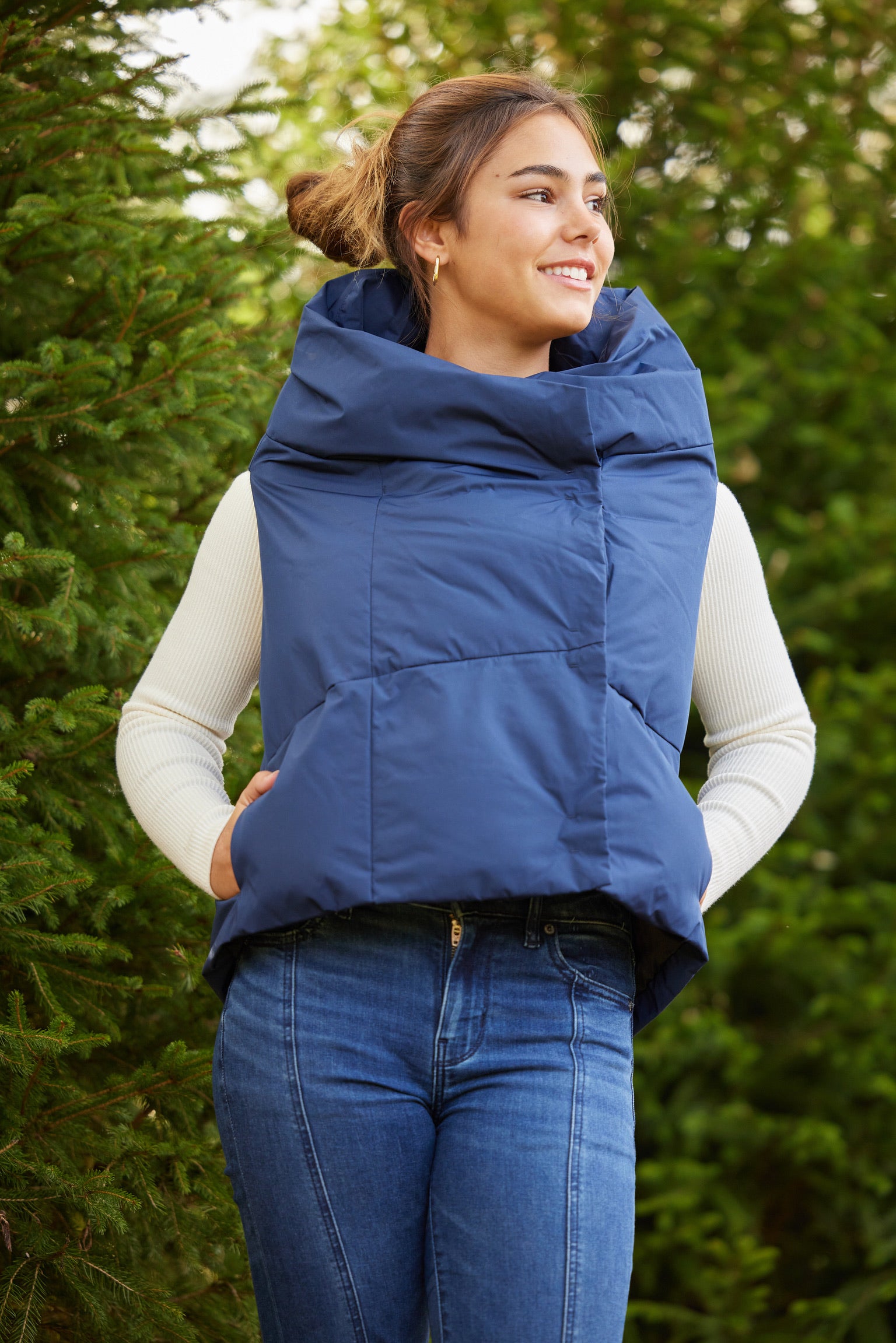 Navy Waterproof Pretty Puffer Vest