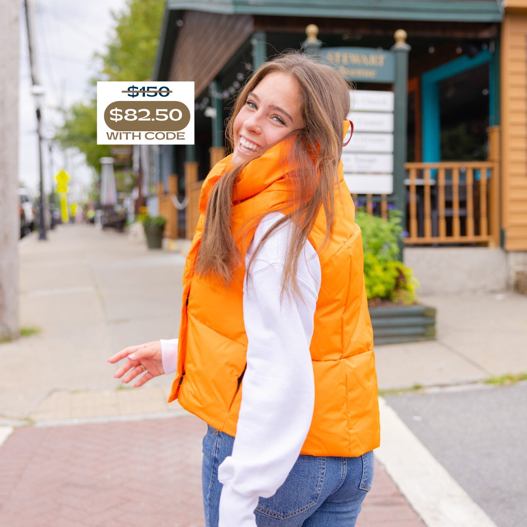 Orange Waterproof Pretty Puffer Vest