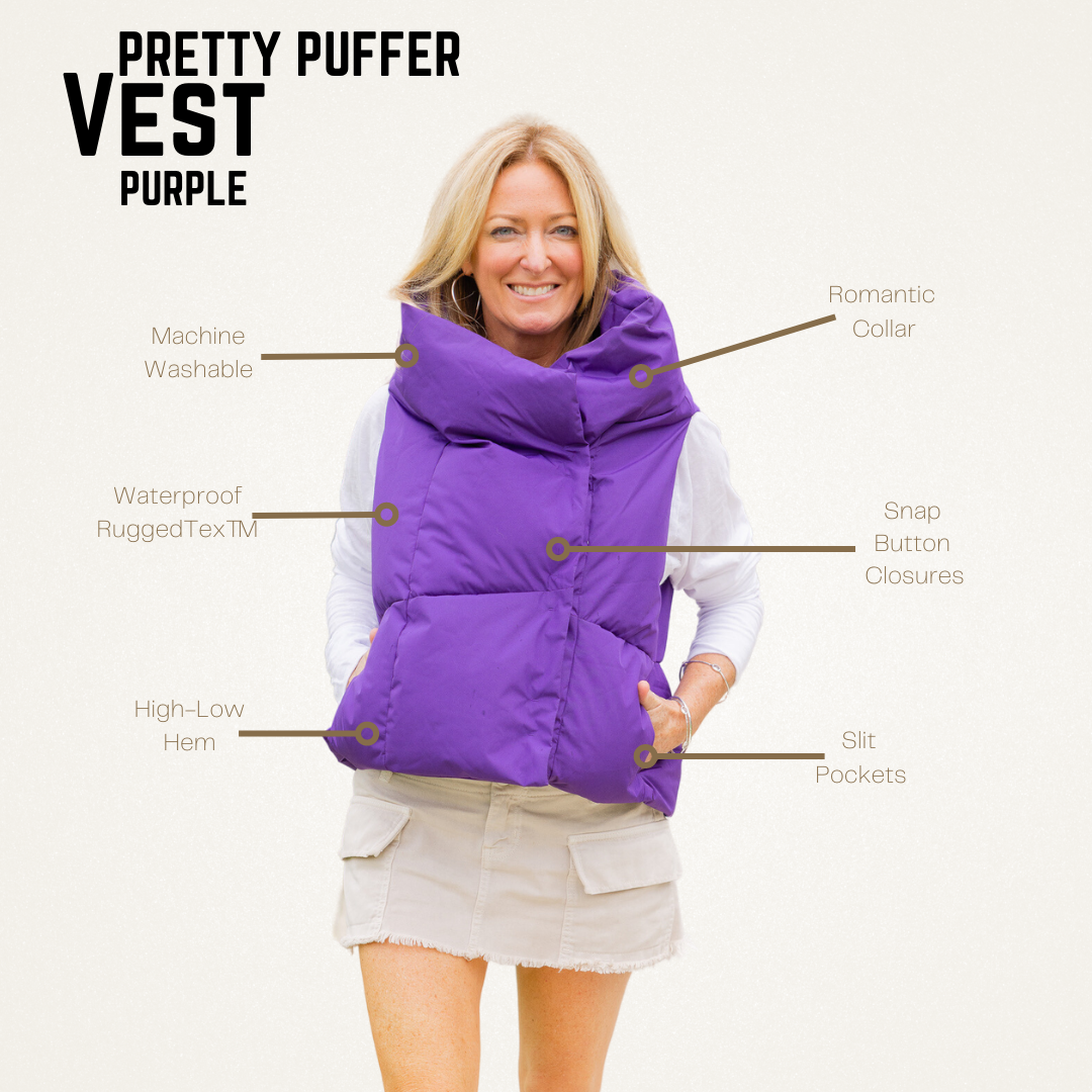 Purple Waterproof Pretty Puffer Vest