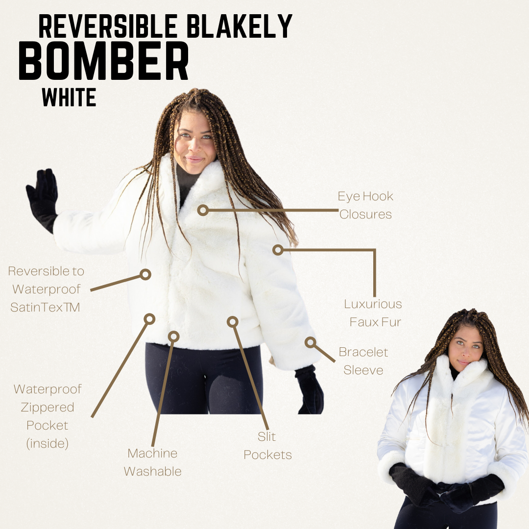 White Faux Fur Reversible Blakely Bomber