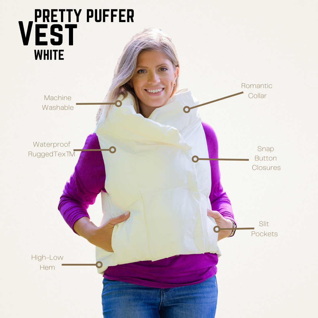 Winter White Waterproof Pretty Puffer Vest