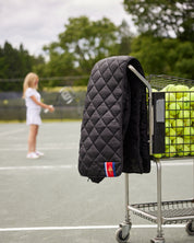 Football on Black Puffer Blanket