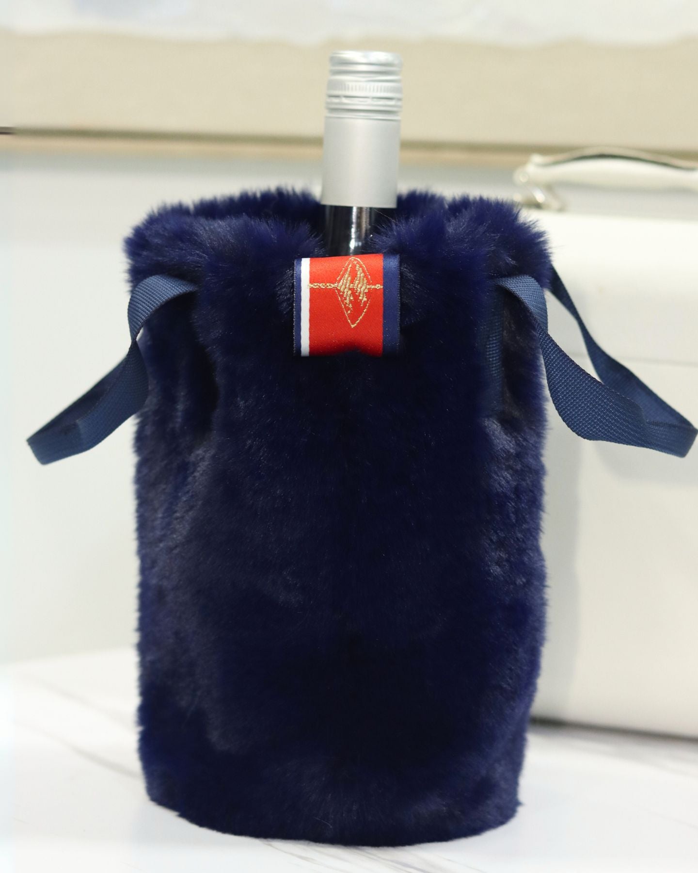 The Marine Faux Fur Wine Tote