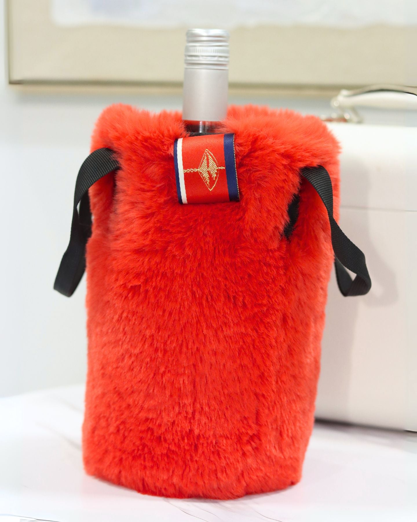 The Red Faux Fur Wine Tote