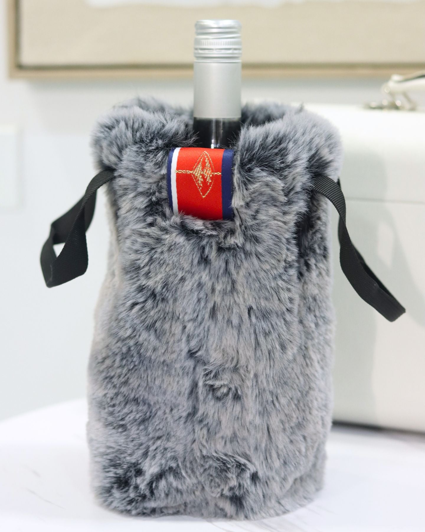 The Silver Mink Faux Fur Wine Tote