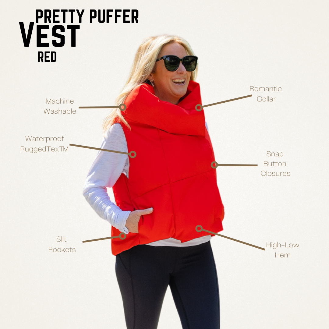 Red Waterproof Pretty Puffer Vest