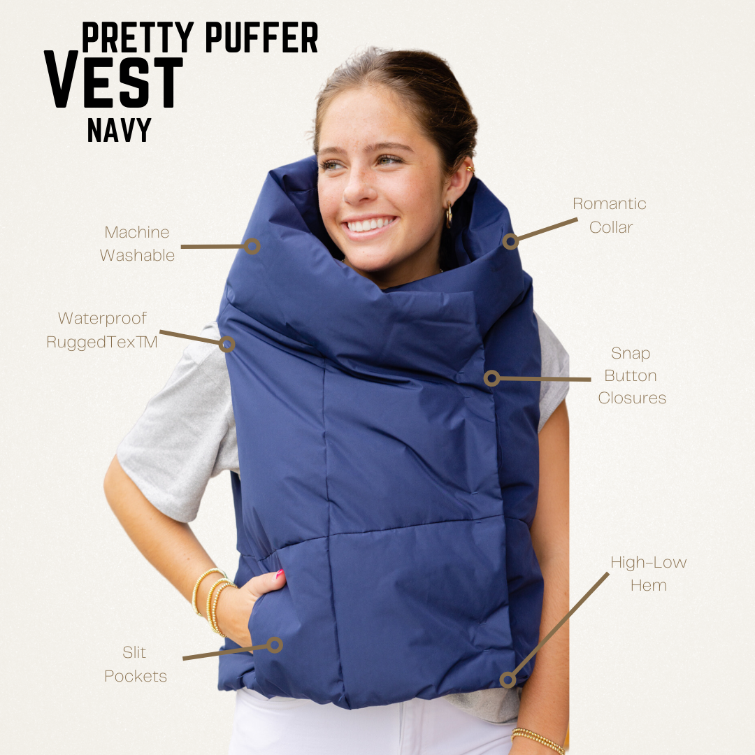 Navy Waterproof Pretty Puffer Vest