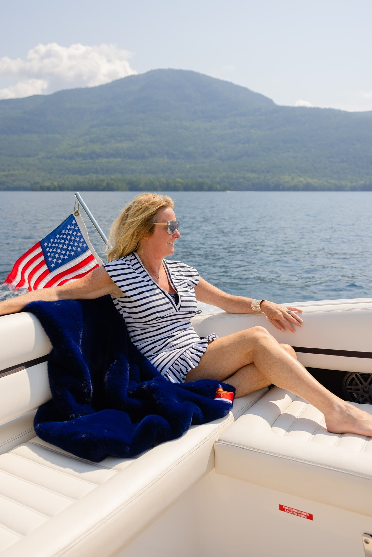 USA on Blue Outdoor Lap Blanket