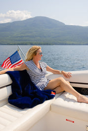 USA on Blue Outdoor Lap Blanket