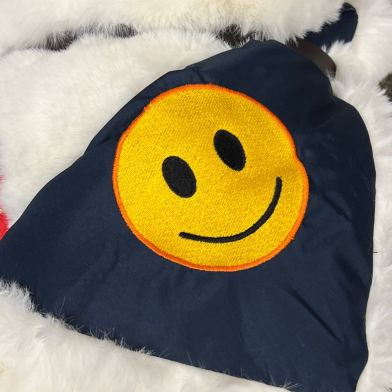 Smiley Face on White Long Lap Blanket