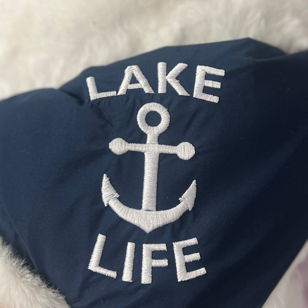 Lake Life on White Long Lap Blanket