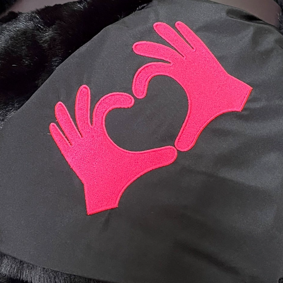 Pink Heart Hands on Black Original Blanket