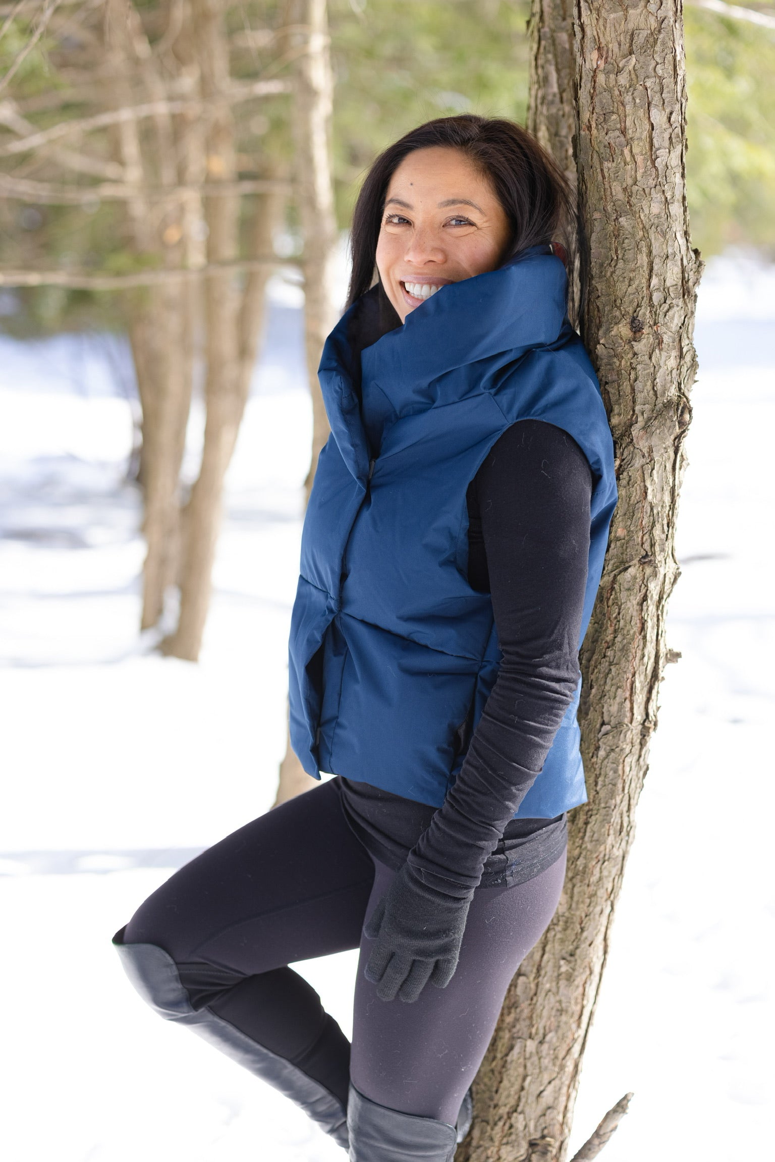 Navy Waterproof Pretty Puffer Vest