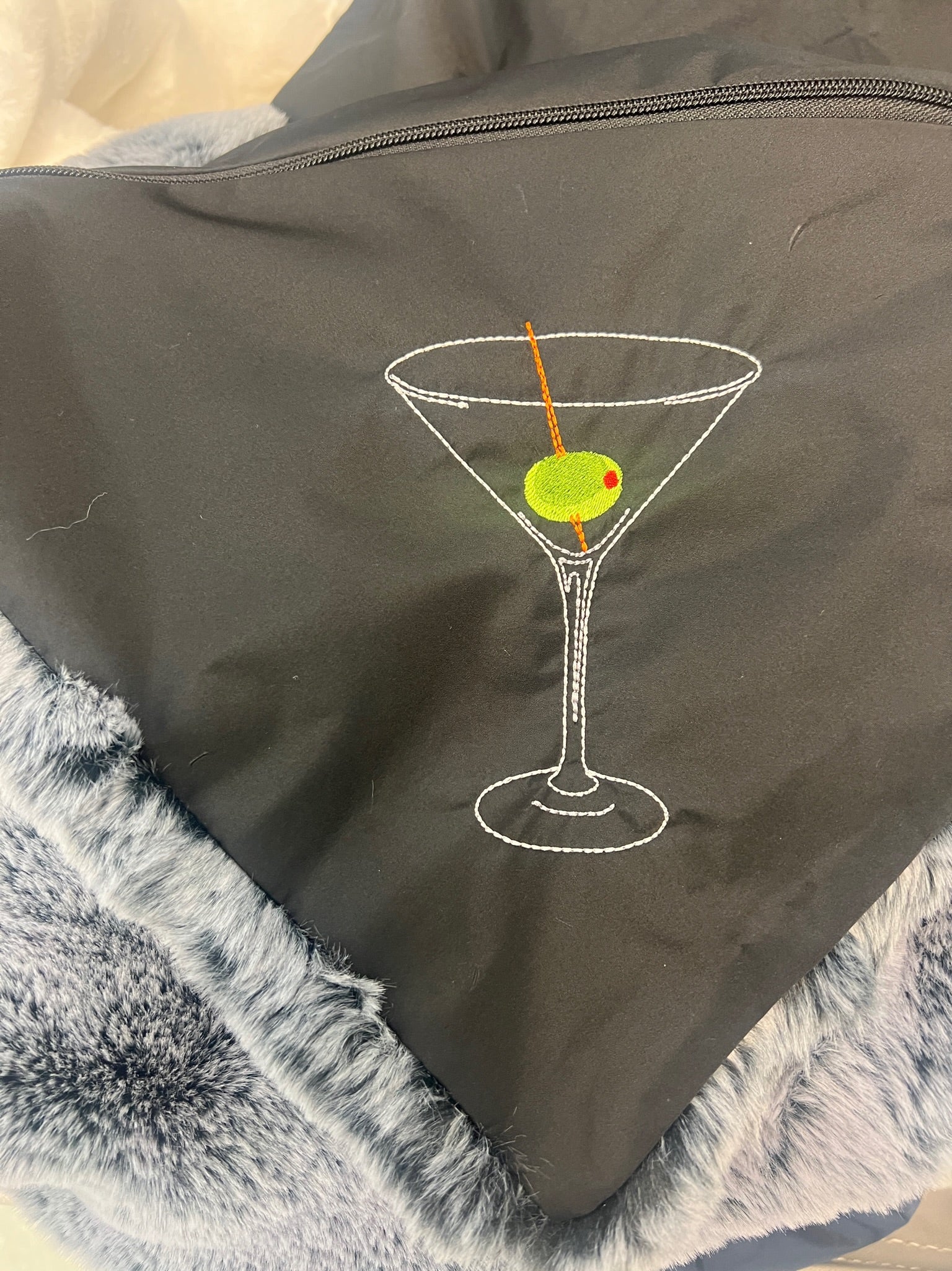 Martini Glass on Silver Mink Original Blanket