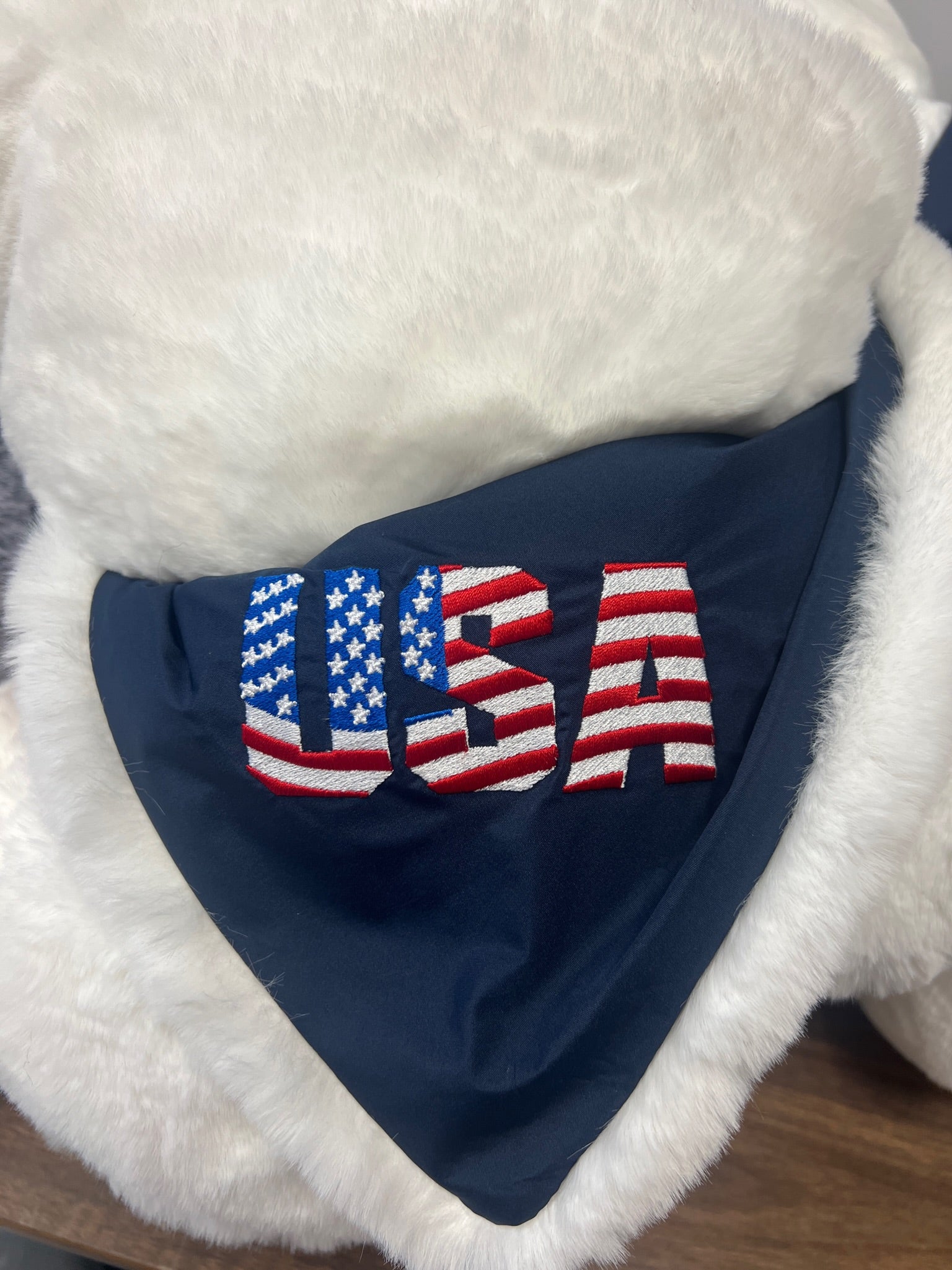 USA on White Long Lap Blanket