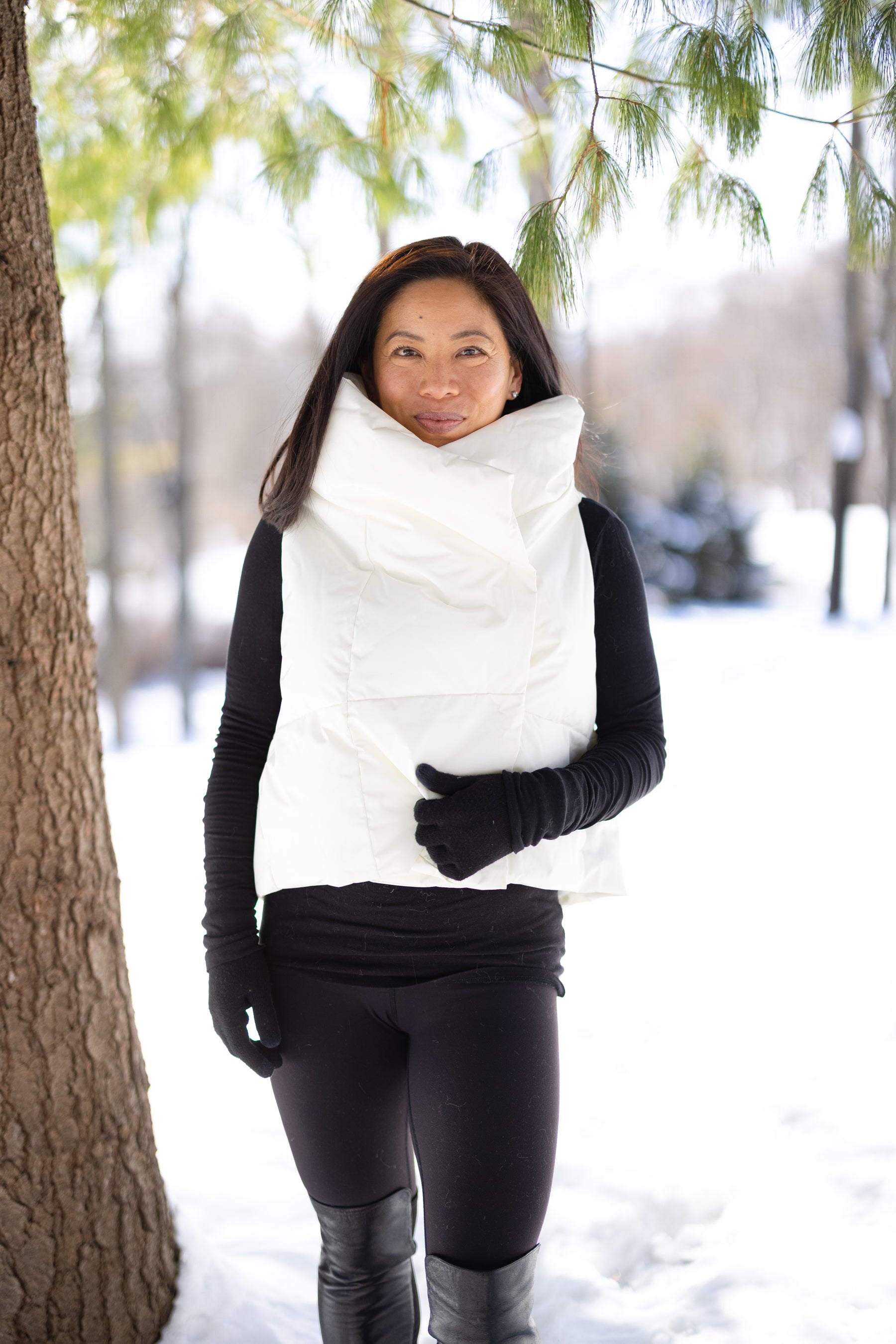 Winter White Waterproof Pretty Puffer Vest