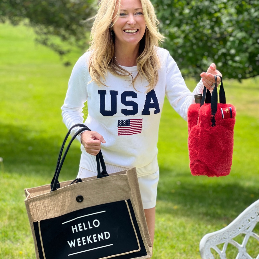 The Rowling Red Faux Fur Wine Tote