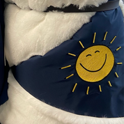 Smiley Sun on White Outdoor Lap Blanket