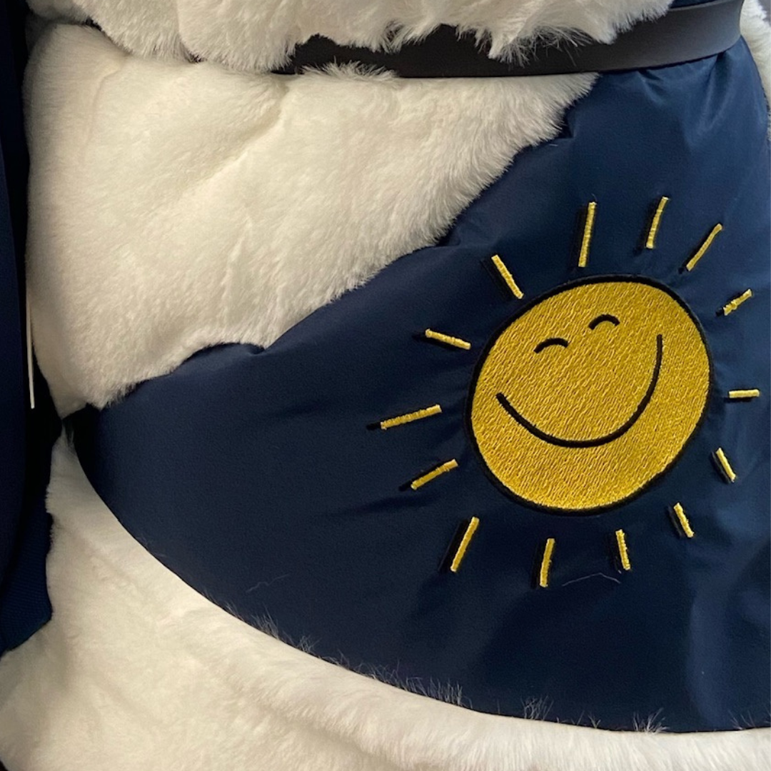 Smiley Sun on White Long Lap Blanket