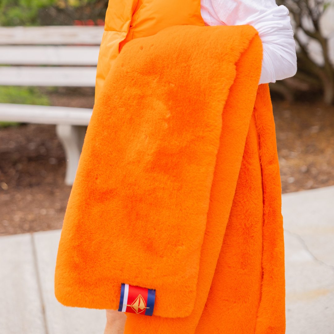 Orange Faux Fur Long Lap Blanket