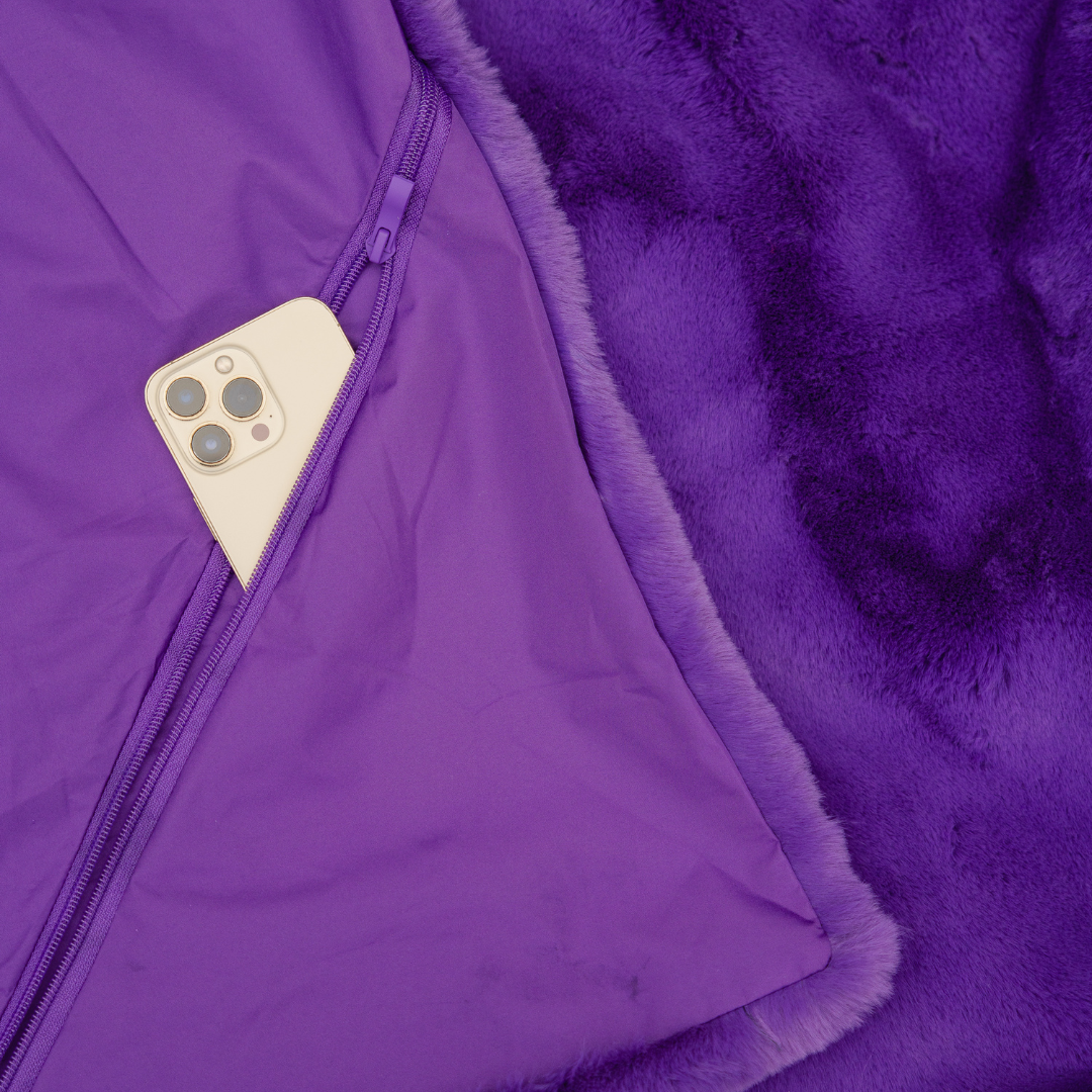 Purple Faux Fur Long Lap Blanket