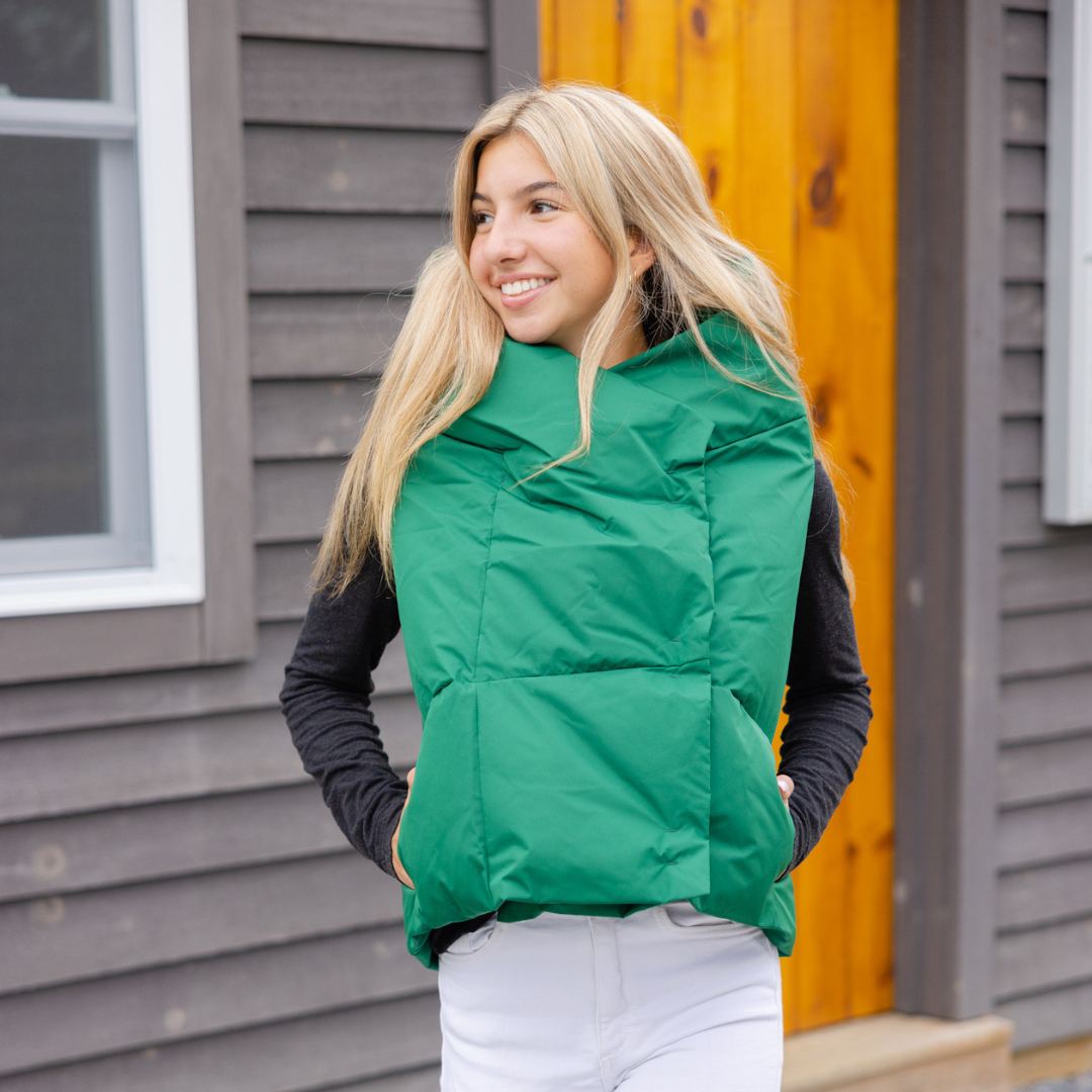 Green puffer vest deals womens