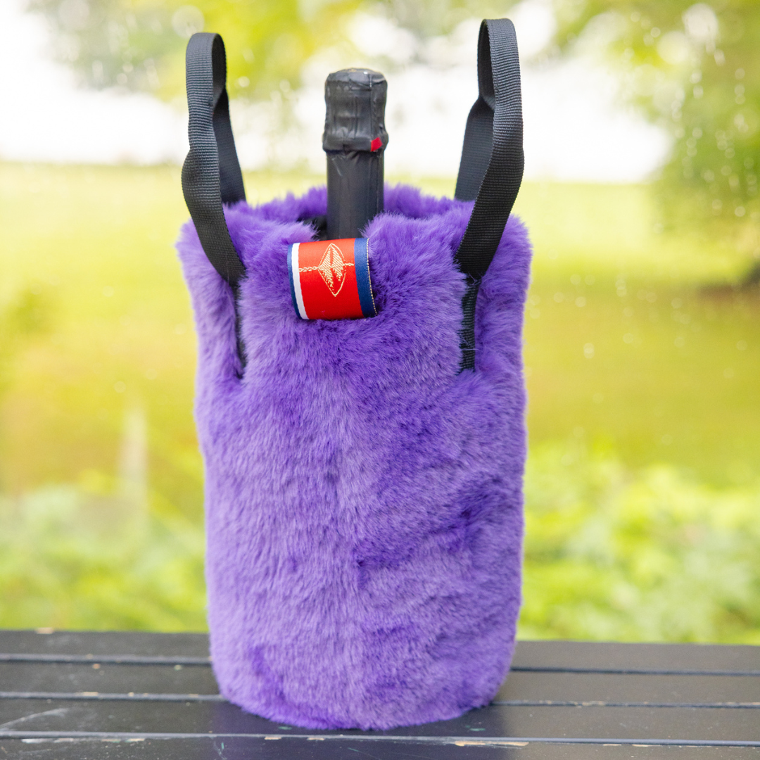 Purple Faux Fur Wine Tote